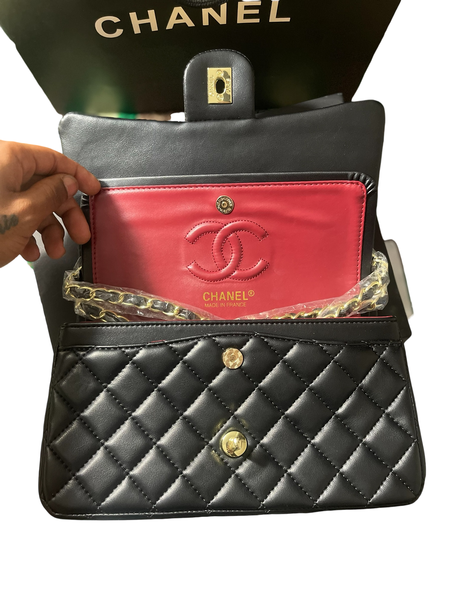 Chanel Black Lambskin Quilted Double Flap Bag