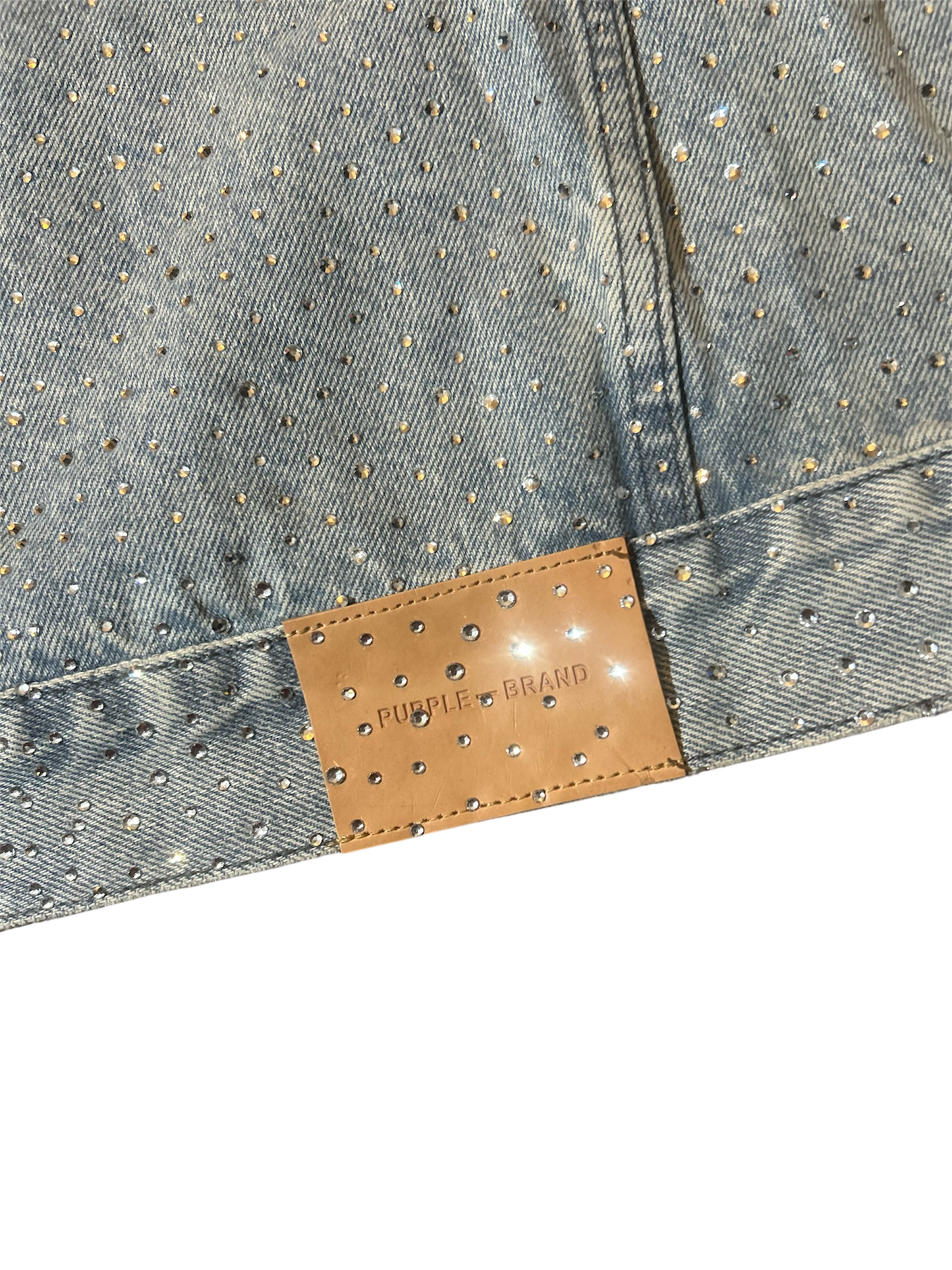 Purple Brand Rhinestone Embellished Denim Jacket