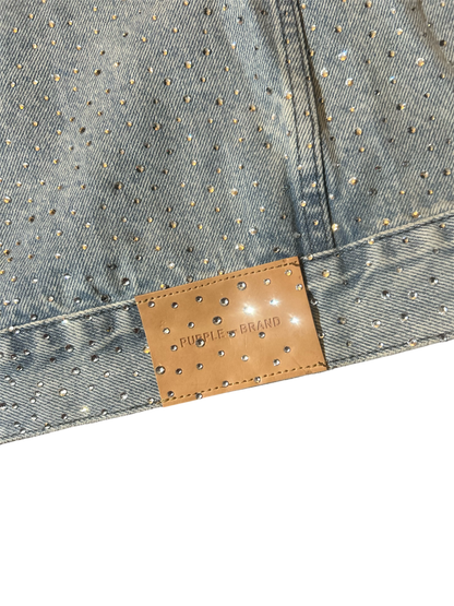 Purple Brand Rhinestone Embellished Denim Jacket