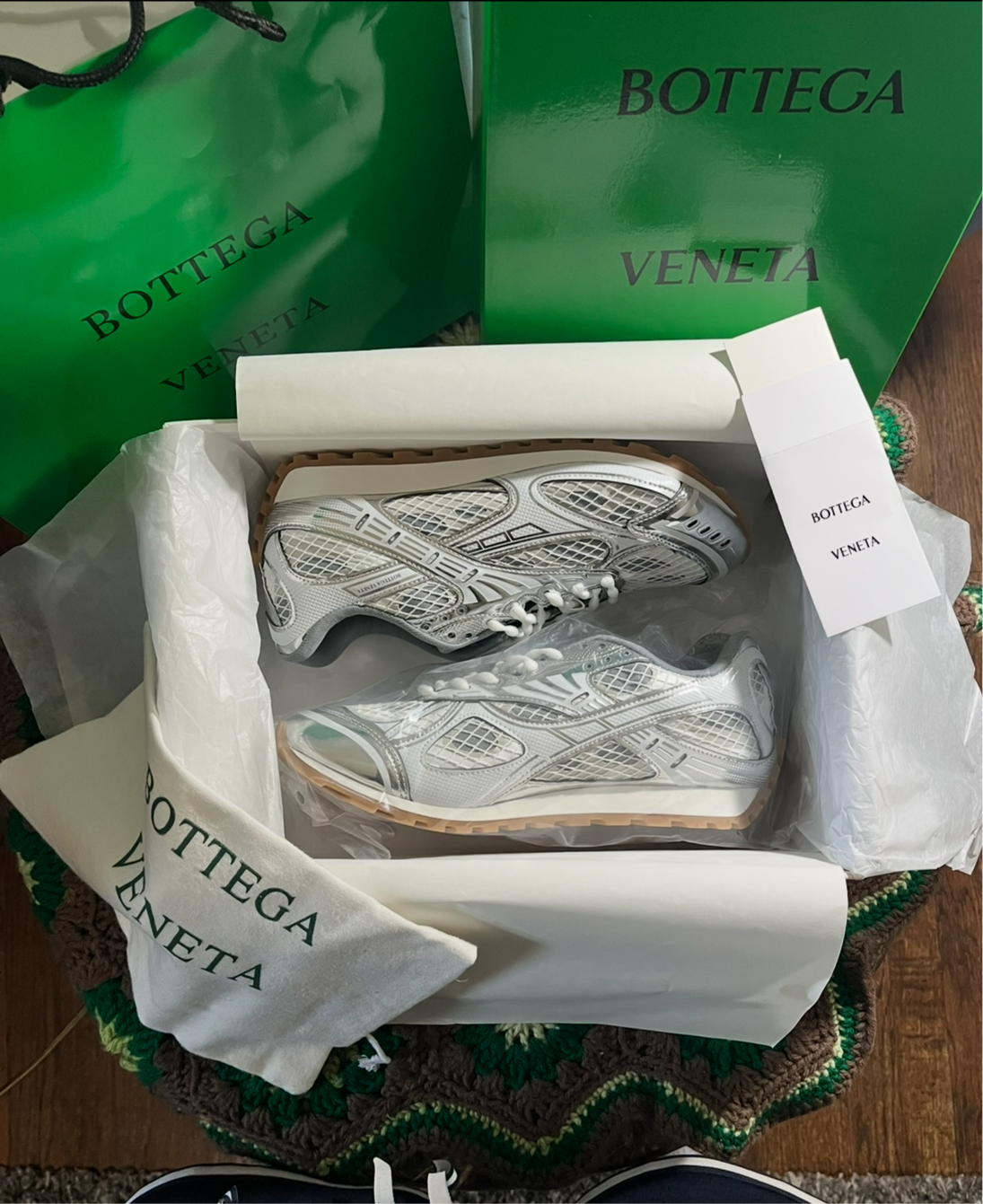 Bottega Veneta Orbit Sneakers Silver/ Optic White Rubber