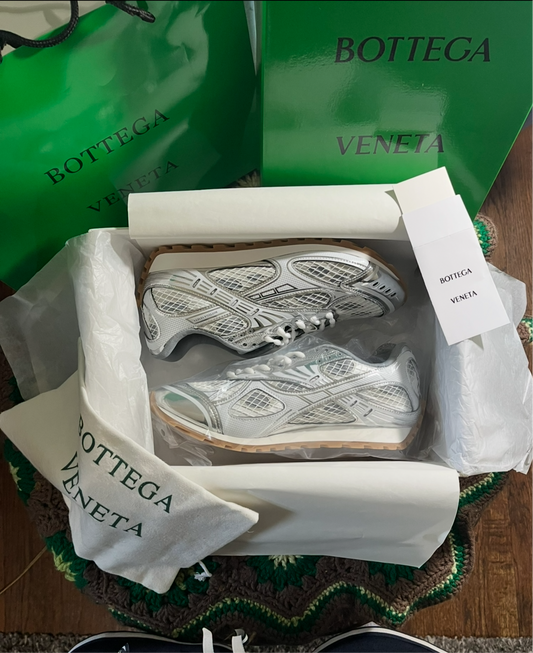 Bottega Veneta Orbit Sneakers Silver/ Optic White Rubber