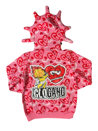 I Heart Glo Full Zip Hoodie Pink