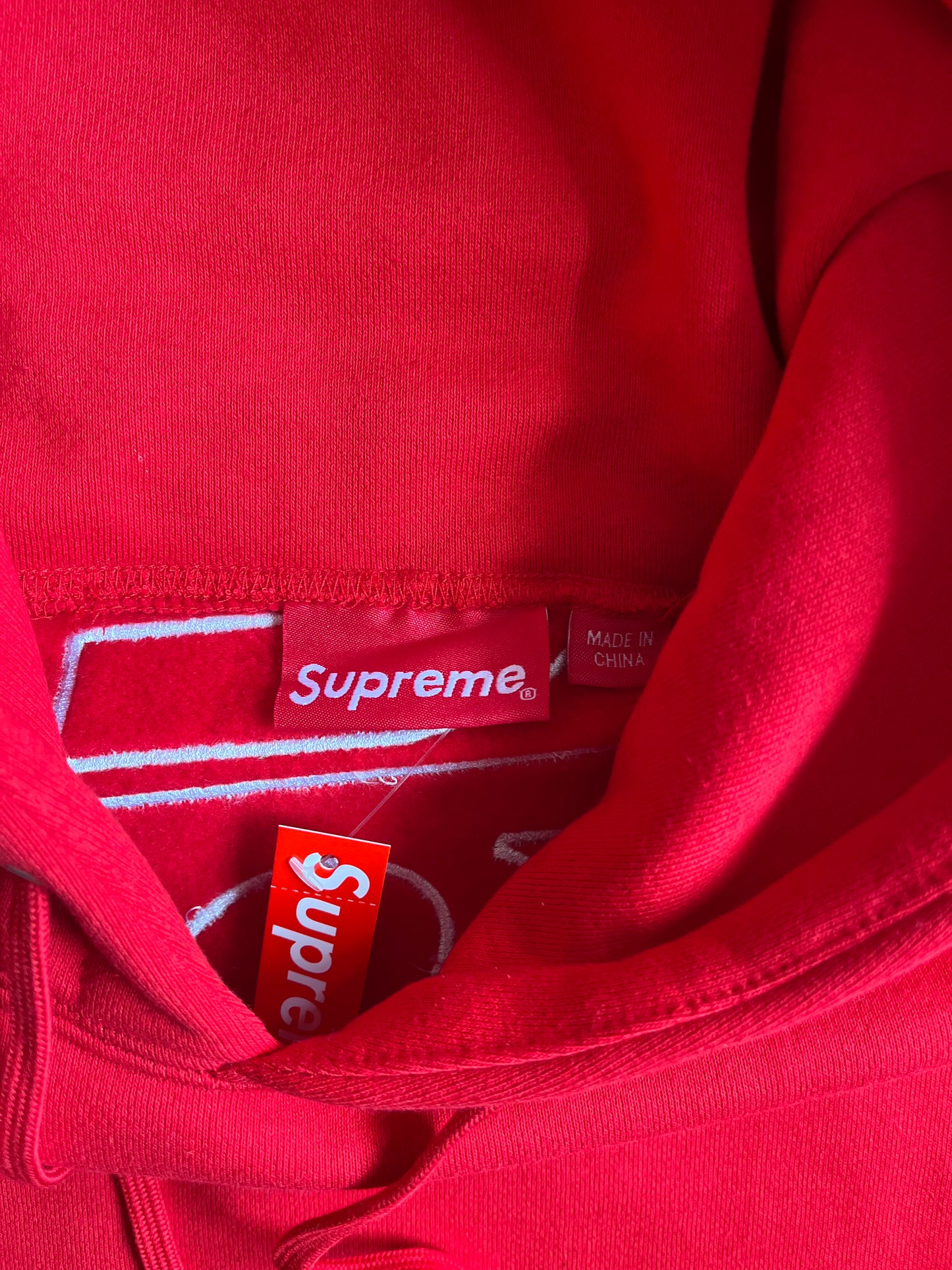 Supreme Satin Applique Hoodie Red