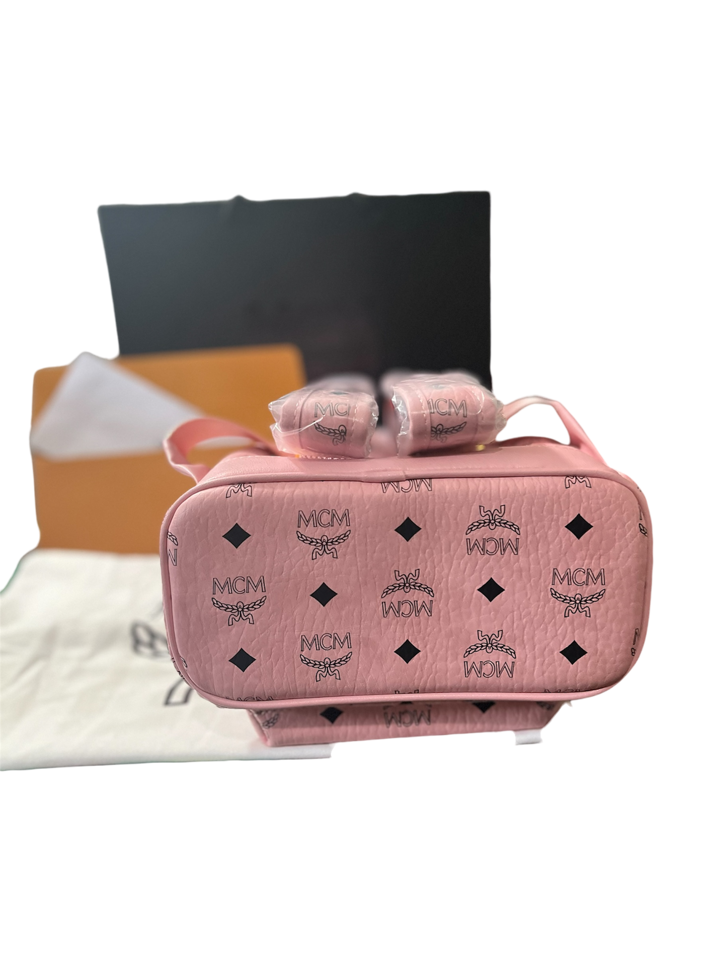 MCM Stark Side Studs Backpack In Visetos Pink