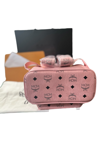 MCM Stark Side Studs Backpack In Visetos Pink