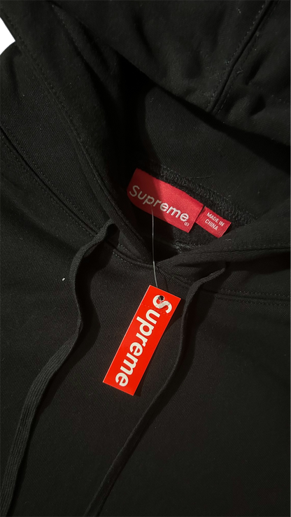 Supreme Satin Appliqué Hoodie Black
