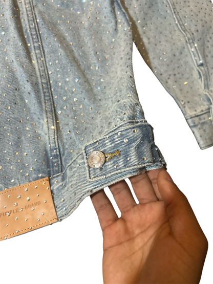 Purple Brand Rhinestone Embellished Denim Jacket