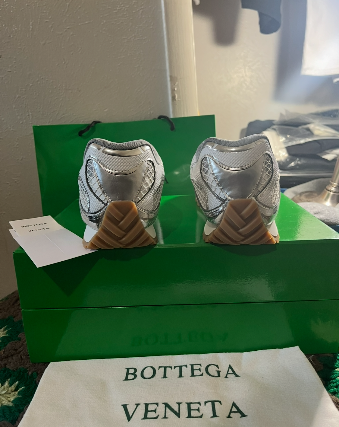 Bottega Veneta Orbit Sneakers Silver/ Optic White Rubber